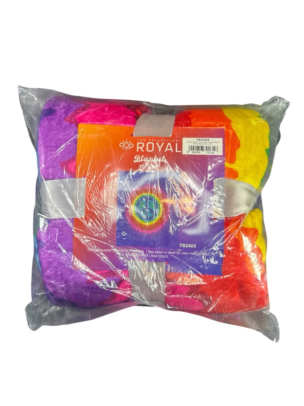 The Collection Royal Tie-Dye Plush Blanket - Multicolor 50”X60” Peace Symbol